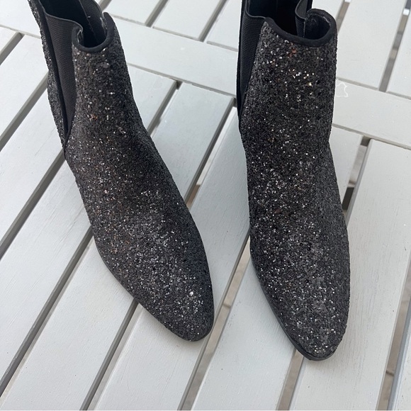 ZARA BLACK GLITTER ANKLE BOOTS BLOCK HEEL SIZE 36 - Picture 4 of 8